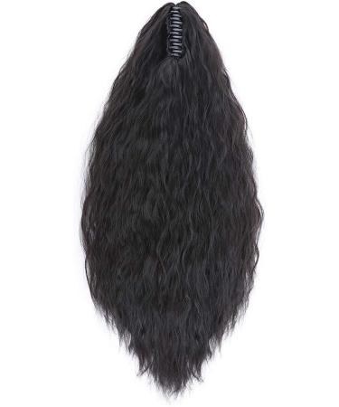 24" Long Ponytail Extensions Yaki Synthetic Claw Clip in Pony Tails Corn Wave Ponytail Curly Hairpiece for Women Natural Black 24inch (Pack of 1) Yaki-Natural Black - Buy Online on GoSupps.com