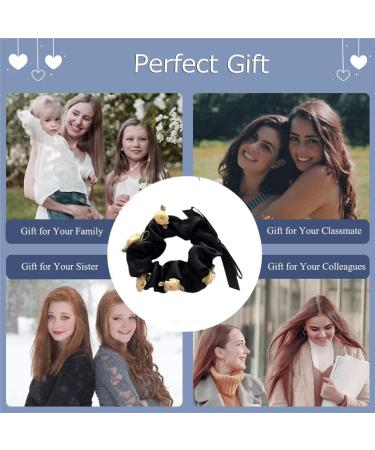 Rose Hair Band Soft Silky Satin Elastic Flower Hair Scrunchies Soft Hair Tie Scrunchy Hair Band Ponytail Women Girls Lady Children Hair Accessories (black) - Buy Online on GoSupps.com