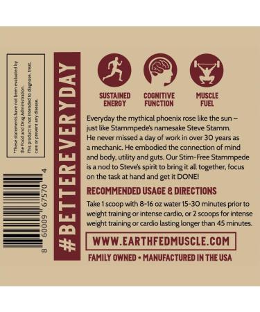 Earth Fed Muscle Stammpede Sour Cherry Pre Workout Powder for Men & Women Pre Workout No Caffeine Vegan & Gluten Free Boosts Focus & Endurance Lion s Mane Taurine Peak O2 30 Servings - Buy Online on GoSupps.com