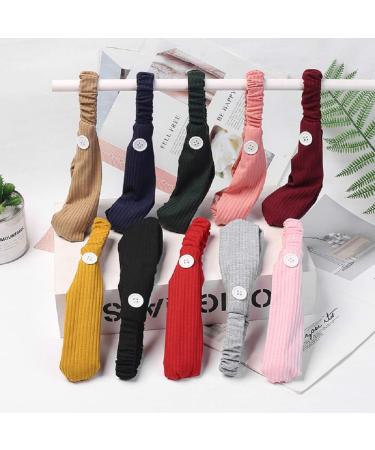 8Pcs Button Headbands for Nurses - Non Slip Elastic Hair Bands for Women - Boho Stretchy Turban Headwrap - Color 5 - Buy Online on GoSupps.com