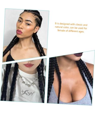 MAGICLULU to weave decorate Hair piece three shares synthetic braided ponytail extension elastic hair bands ponytail hairpiece band girl braided wigs wig High temperature wire 45X6CM Black - Buy Online on GoSupps.com