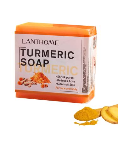 Organic Turmeric Soap Bar - Natural Face & Body Cleanser with Vitamin E Coconut & Almond Oil | 3.53oz Handmade for Acne & Smooth Skin - Buy Online on GoSupps.com