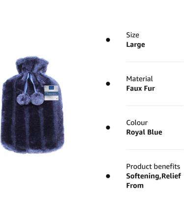VIROSA Hot Water Bottle with Premium Cozy Fluffy Cover - Large 2L Capacity for Muscle Pain Relief (Royal Blue) - Buy Online on GoSupps.com