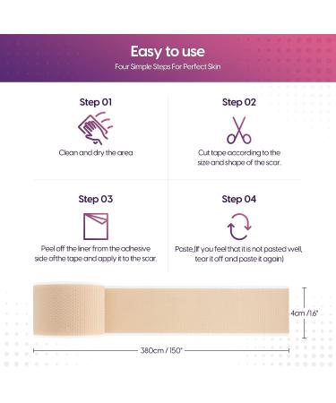 Morfone Silicone Scar Tape - Professional 1.6 x 150 Roll for Effective Scar Removal - C-Section, Surgery, Burn, Keloid, Acne - Waterproof - Buy Online on GoSupps.com