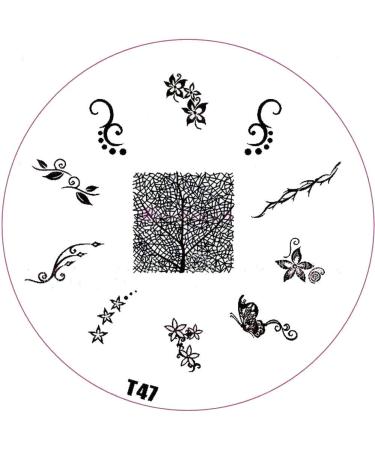 ++SPECIAL ITEM++ Stamping stencil T-Series: T47 tendrils skeleton leaf butterfly
