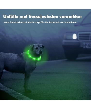 Nepfaivy Luminous Waterproof Dog Collar - USB Charging Adjustable Length LED Safety Light for Dogs - Green Silicone with 3 Lighting Modes - Buy Online on GoSupps.com