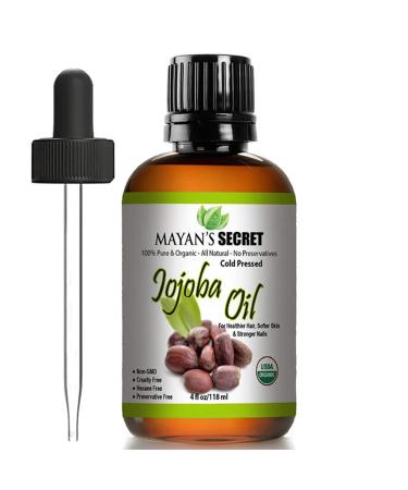 Jojoba Oil USDA Certified Organic (4oz Large) | Natural Cold Pressed Unrefined Hexane Free Oil for Hair & Face | Carrier Oil