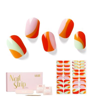 NAILOG Semi Cured Gel Nail Strips 34 pcs Salon-Quality Gel Nail Stickers Long Lasting Nail Wraps for Women with Soft Gel Finish Lollipop - Buy Online on GoSupps.com