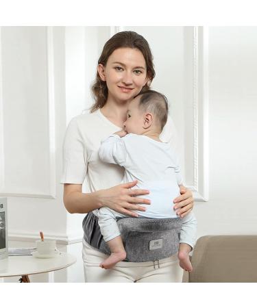 Bebamour HipSeat Baby Carrier 0-36 Months | Adjustable 3-in-1 Back Support Waist Stool - New Light Gray | Lightweight & Comfortable for Newborns to Toddlers - Buy Online on GoSupps.com