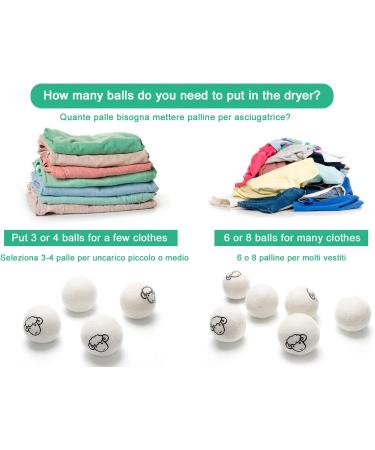 XXL Wool Dryer Balls - Natural & Reusable | 100% New Zealand | 8 Balls + Essential Oils | Shorten Drying Time & Softens Fabrics - Buy Online on GoSupps.com