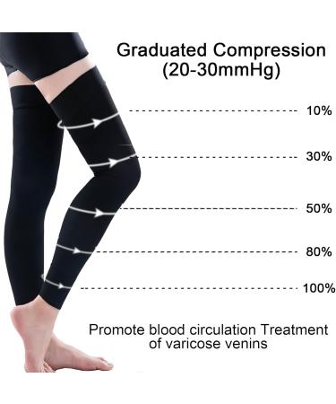 Thigh High Medical Compression Stockings for Women & Men - 20-30 mmHg Firm Support for Varicose Veins & Swelling - Footless Black X-Large - Buy Online on GoSupps.com