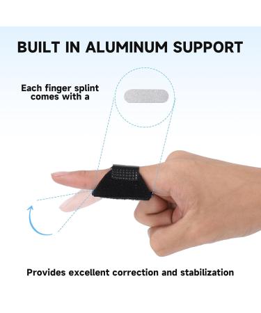 Thumb Finger Splints - Trigger Finger Brace for Pain Relief & Support | 5pcs Black Finger Stabilizer for Arthritis Sprains & Injuries - Buy Online on GoSupps.com