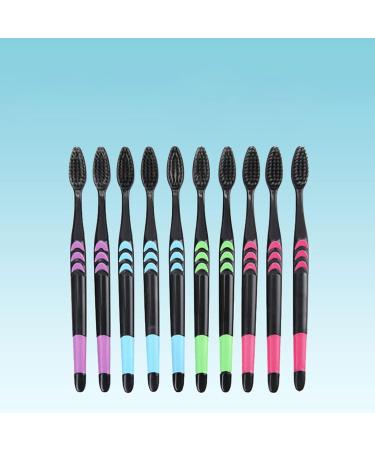 Suicra - 10 Pack Soft Charcoal Adult Toothbrushes for Ultimate Oral Hygiene | Manual Cleaning & Care - Buy Online on GoSupps.com