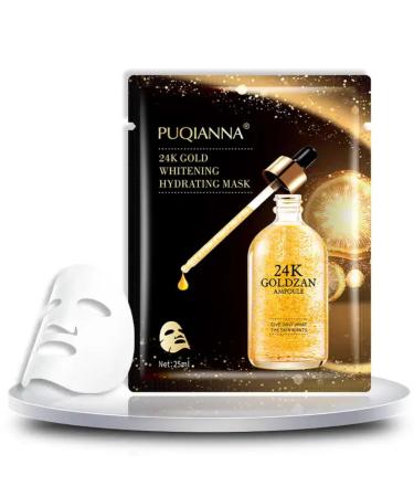 24K Gold Mask Face Sheet Mask Skin Care Masks Hydrating Whitening Anti-Aging Puffiness Moisturizing Deep Tissue Rejuvenating Soothing Firming Face Masks