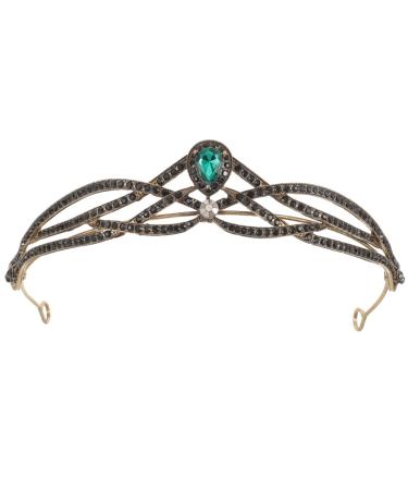 FRCOLOR Baroque Queen Crown Vintage Princess Hair Crown Vintage Crystal Crown Vintage Tiaras with Gemstones for Halloween Party Green