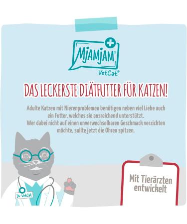 MjAMjAM VetCat Premium Wet Cat Food - Diet - Kidney - Renal - Turkey Pack of 6 (6 x 200 g) Grain Free - Buy Online on GoSupps.com