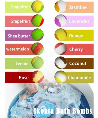 Skonta Bath Bombs Gift Set 12-Pieces Handmade Vegan & Cruelty Free Bath Bombs Fizzy Bubble Perfect for Bubble and Spa Bath Birthday Mothers Day Gifts Idea for Her/Him Wife Girlfriend Teens - Buy Online on GoSupps.com