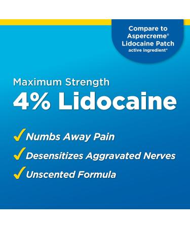 Amazon Basic Care Maximum Strength 4% Lidocaine Pain Relief Patch | 15-Count Box | 3.9 x 5.5 inches | Fast Acting Relief - Buy Online on GoSupps.com