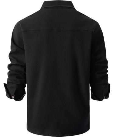Men's Reverse Monochrome Long-Sleeved Shirt Jacket | Regular Fit Work & Leisure Shirt with 2 Pockets - Black - Buy Online on GoSupps.com