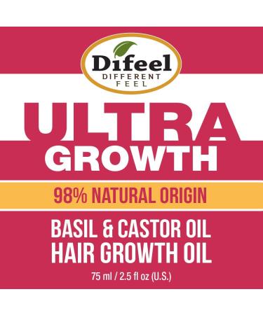 2-Pack Difeel Ultra Hair Growth Oil with Basil & Castor Oil 2.5 oz - Promotes Healthy Hair Growth - Buy Online on GoSupps.com