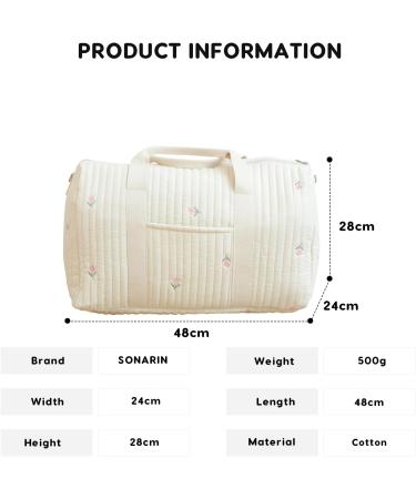 Sonarin Big Capacity Embroidery Baby Diaper Bag - Light Travel Hand Luggage & Shoulder Strap - Perfect for Moms on the Go - Buy Online on GoSupps.com