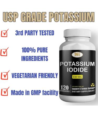 Potassium Iodide130 mg - KI Tablets- Potassium130 mg - USA Made Potassium Iodine Pills YODO Naciente Yoduro de potasio - 120 Tablets 120 Count (Pack of 1) - Buy Online on GoSupps.com
