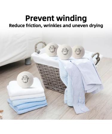 Dryer Balls Wool Dryer Balls Natural Wool Fabric Softener Reduces Wrinkles and Reusable with Storage Bag to Shorten Drying Time Pack of 6 - Buy Online on GoSupps.com
