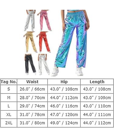 ODIZLI Womens Shiny Metallic High Waist Jogger Pants - Holographic Laser Blue Large - Buy Online on GoSupps.com
