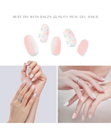 Adora Couture Semi Cured Gel Nail Strips - Pink & White Sparkle Manicure | Press On Nails for Women - Home Salon Kit (Sweetie Pie) - Buy Online on GoSupps.com