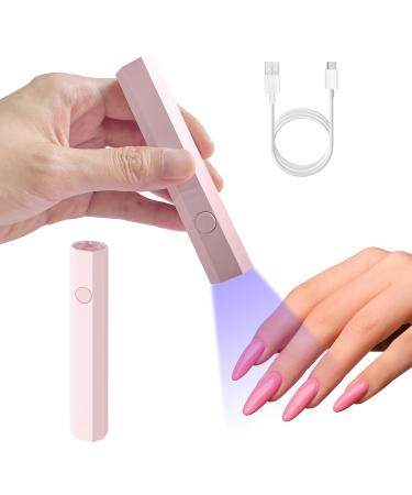 Mini UV Lamp for Gel Nails Small Nail Lamp Nail Dryer for Gel Nail Polish Portable 3W UV LED Lamp 20s/60s Timing Modes Nail Art Tool for Home DIY Gift for Women (Polygonal Pink)