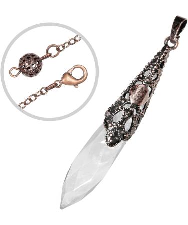 Kyeygwo Bergkristall Reiki Healing Pendulum Necklace - Vintage Chain Crystal Point for Divination & Meditation | Unisex Gemstone Quartz Jewelry - Buy Online on GoSupps.com