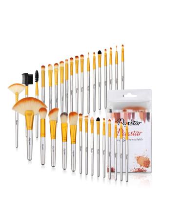 Bright Yellow Makeup Brushes Set Professional, Cosmetic Brush Set for Foundation Eyeshadow Blending Blush Concealer Cruelty-Free Synthetic Fiber Bristles with Travel Makeup Bag 6-Bright Yellow