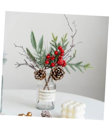 ABOOFAN 12 Pcs Christmas Decoration Christmas Tree Ornament Faux Pine Picks Artificial Pine Picks Pine Cone Stems Christmas Simulated Branches Bouquet Branch Plastic Pine Cones Red Fruit - Buy Online on GoSupps.com