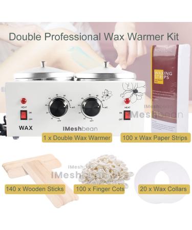 Double Wax Warmer Professional | Electric Hair Removal Heater | Adjustable Temperature | SPA Equipment with 140 Wooden Sticks - Buy Online on GoSupps.com