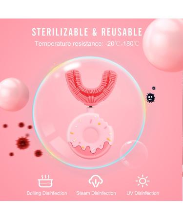 U-Shaped Toothbrush for Kids - Soft 360 Silicone Donut Toothbrush (2-8 Years) - Pink - Grundic Cleaning - Buy Online on GoSupps.com