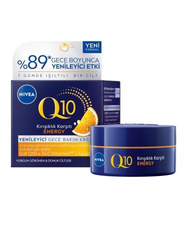 NIVEA NIVEA Q10 Energy Anti-Wrinkle Moisturizing Night Cream with Q10 Vitamin E and C Facial Care Reduces Wrinkles and Firms Skin Q10 Energy Regenerating Night Care (50 ml)