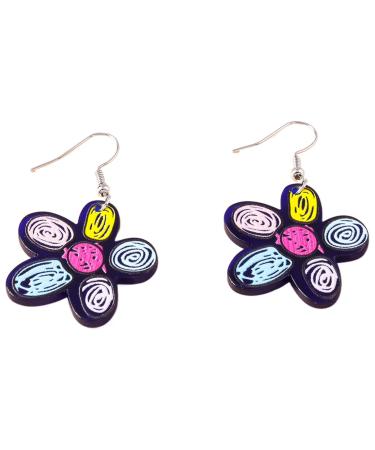 Feyley acrylic earrings acrylic drop earrings flower charm earrings Elegant earwear charming ear jewelry fashion statement pieces for women blue