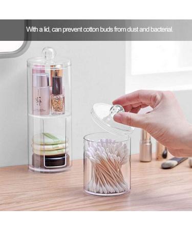 Alvinlite Transparent Cotton Swab Holder - Acrylic Round Organizer for Cotton Pads & Buds | Stylish Storage Solution - Buy Online on GoSupps.com