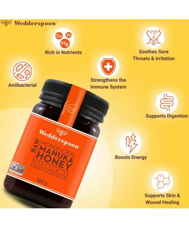 (4 PACK) - Wedderspoon - RAW Manuka Honey Active 16+ | 500g | 4 PACK BUNDLE - Buy Online on GoSupps.com