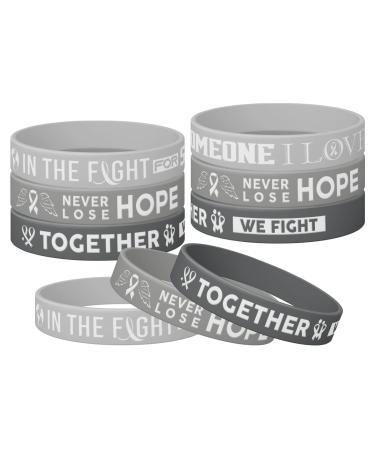 (12-pack) In The Fight For Someone I Love Silicone Wristband Bracelet Gray Silicone Wristband to Support Your Hero Stretch Wristbands Unisex Size for Women Men Teen