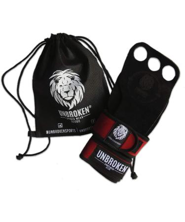 Unbroken Sports Wear Gymnastics Grips - Black Suede Leather + Neoprene Wrist Support, Red Medium - Buy Online on GoSupps.com