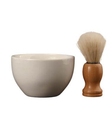 MyGrtfam 2 piece of beard care bowl brush set ceramic shaving shell shaving brush kit rich shaving soap foam cup Breitmund barber beard wet shaving cream cup of white/opulent garden