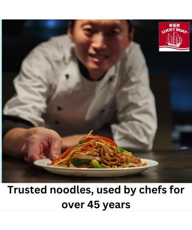 Lucky Boat Rice Noodle 400g - Thick 10mm Pad Thai Style Gluten Free Noodles for Stir Fry | Thai, Chinese, Asian Ingredients Included - Buy Online on GoSupps.com