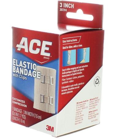ACE 207314 Elastic Bandage with E-Z Clips 3-Inch x 64-Inch for Compression & Support | Fast International Shipping - Buy Online on GoSupps.com