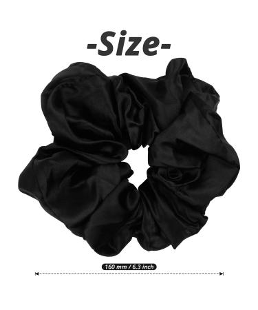 YEEPSYS Large Satin Scrunchy for Women - Elastic Ponytail Holder - Soft Hair Care - Black - Buy Online on GoSupps.com