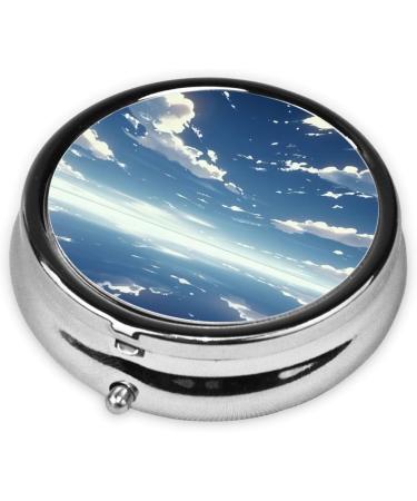 Buy Blue Sky & White Clouds Portable Metal Pill Box - 3-Compartment Travel Case for Small Pills | Hinged Design for Easy Use - Buy Online on GoSupps.com