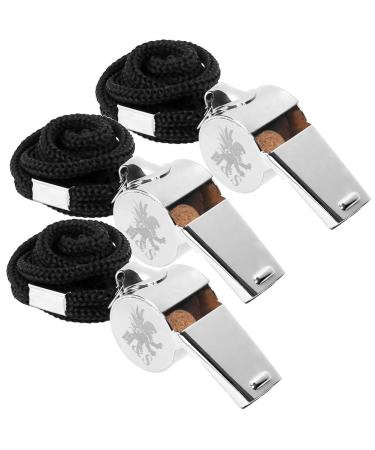 H&S stainless steel trill pipe with a black band - 3 Set - metal pipe for sports trainers teachers referees & children - trill whistle metal sports - referee whistle stainless steel - whistle