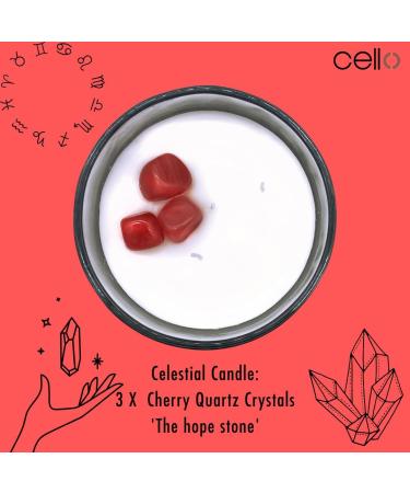 Celestial Large Scented Candle with Cherry Quartz Gemstones - Perfect Astrology Gift for Men and Women - Buy Online on GoSupps.com
