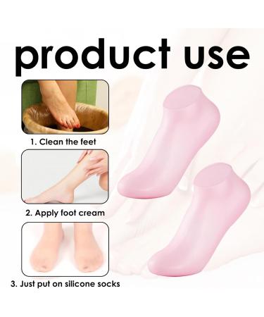 Silicone Moisture Socks for Dry Cracked Feet | Spa Gel Foot Masks - Anti-Slip Foot Care - Pink - Buy Online on GoSupps.com