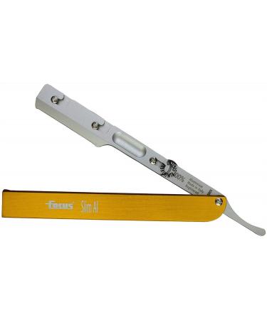 FOCUS SLIM AL R28-2.Razor from Bart Hand Free for half -mask Lametta.Body aluminum opening Istantanea.Easy from Taschino.(Gold)